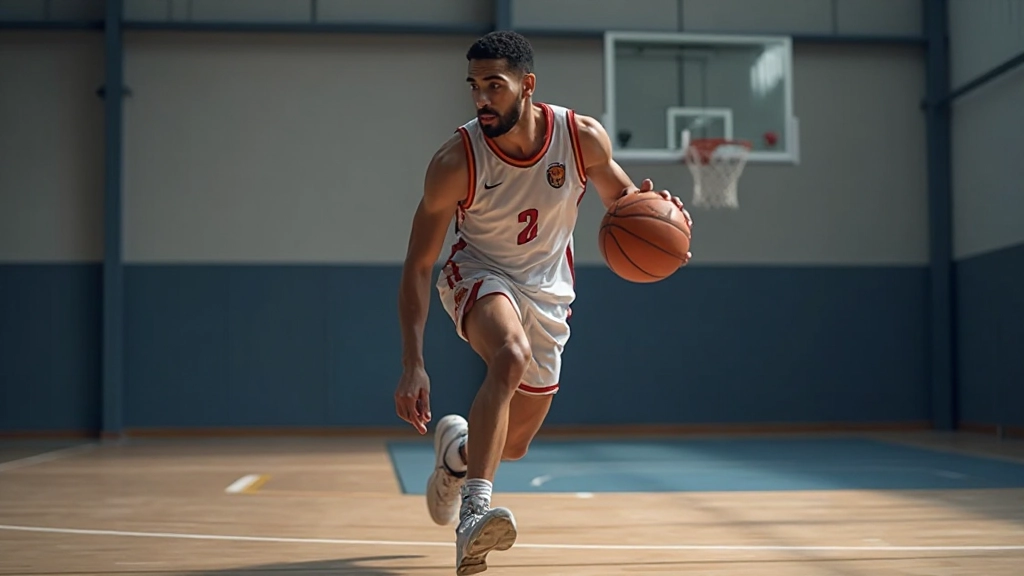 لاعب كرة سلة يقوم بحركة دفاعية سريعة في الملعب
