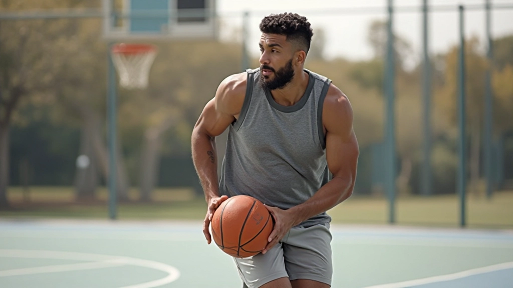 لاعب كرة سلة يمارس تمارين الدريبل والتحكم بالكرة