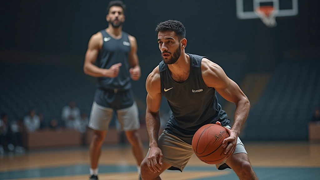 لاعب كرة سلة في وضعية دفاعية صحيحة أثناء المباراة